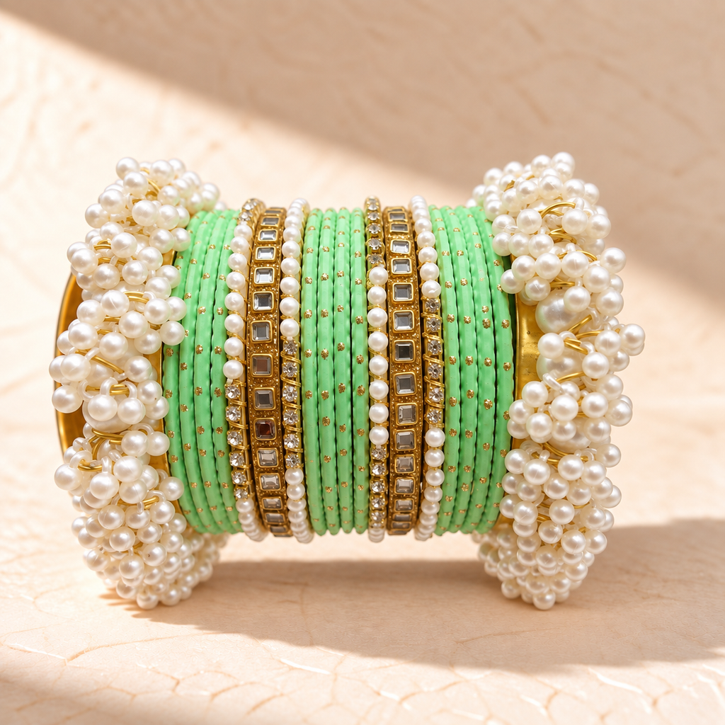 Traditional Pearl Bangle Set – Multiple Colors