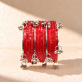 Jelly Jingle Bangles in Red — glossy jelly bangles with silver jingle charms