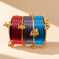 Multicolor Jelly Bangles with Golden Charms