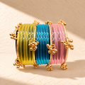 Multicolor Jelly Bangles with Golden Charms