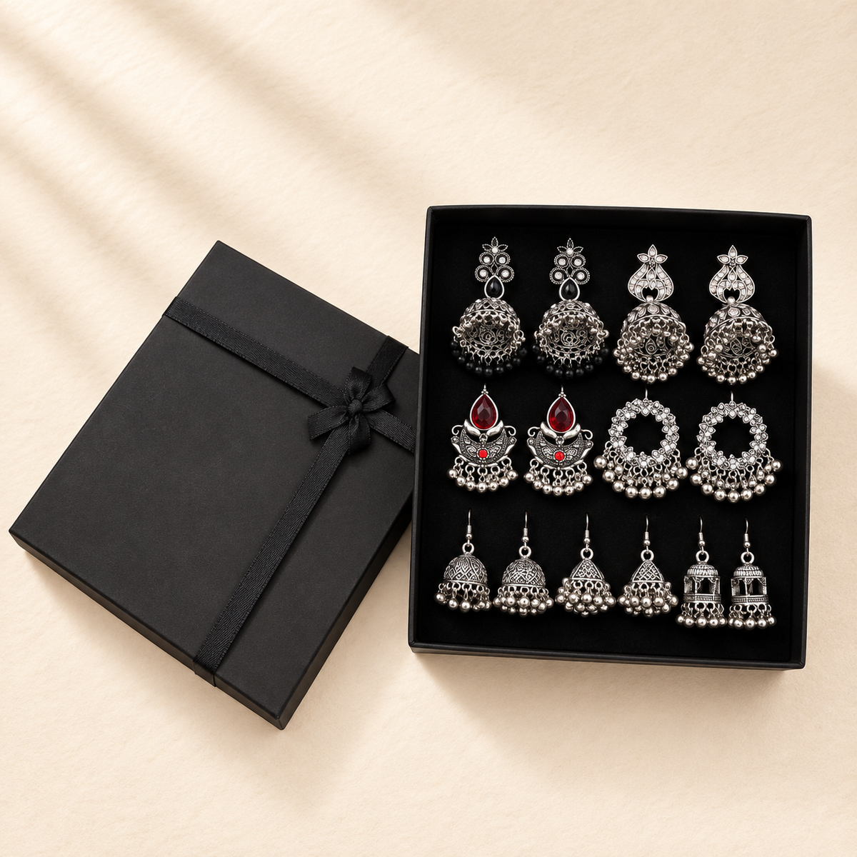 Surkh Sitarah 7-Pair Jhumka Box