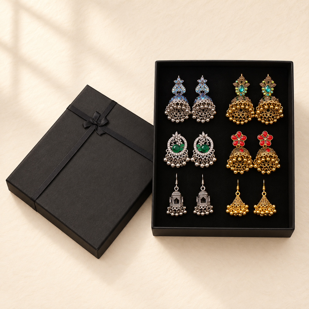 Zar-o-Chandni 6-Pair Jhumka Box
