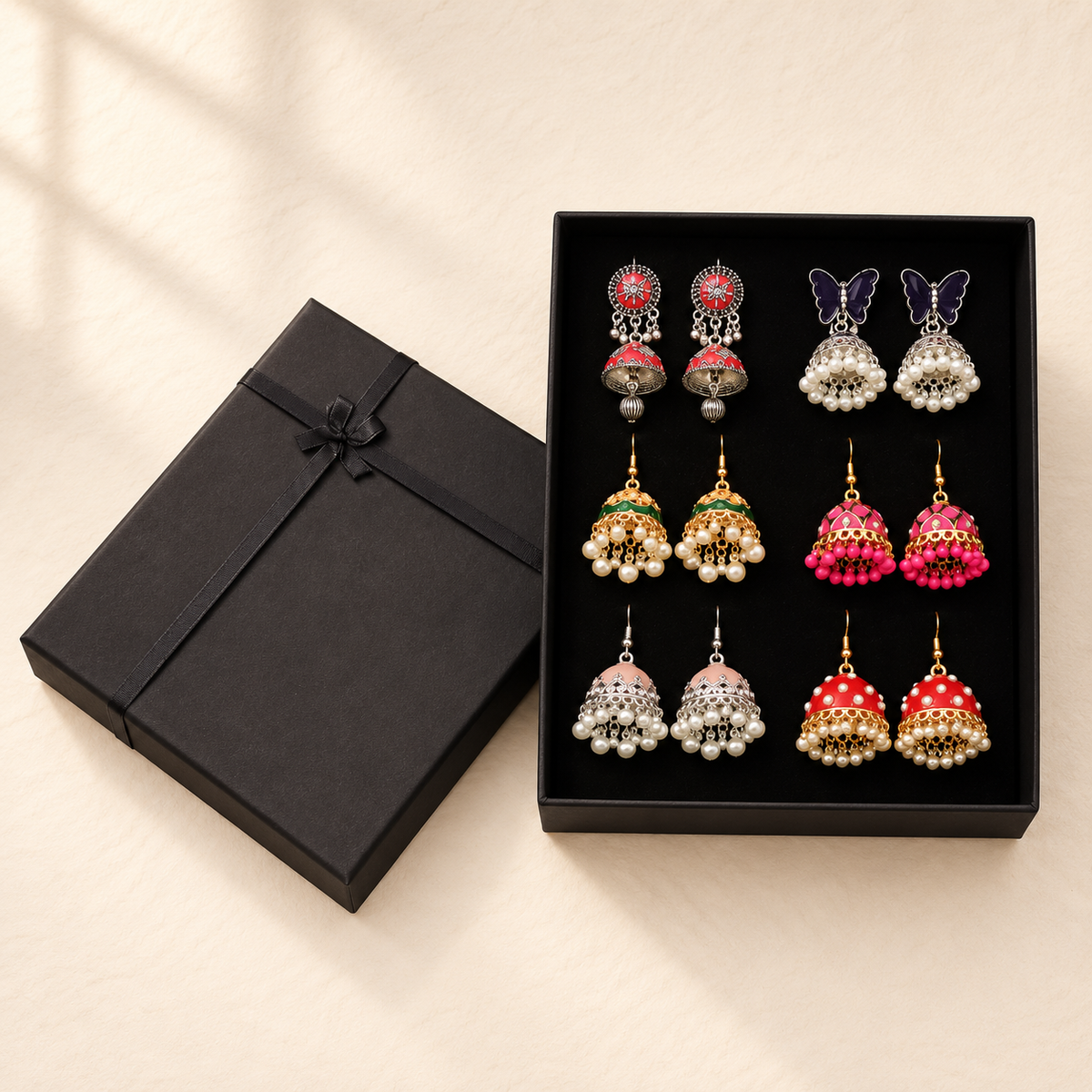 Gulabi Mehfil 6-Pair Jhumka Box