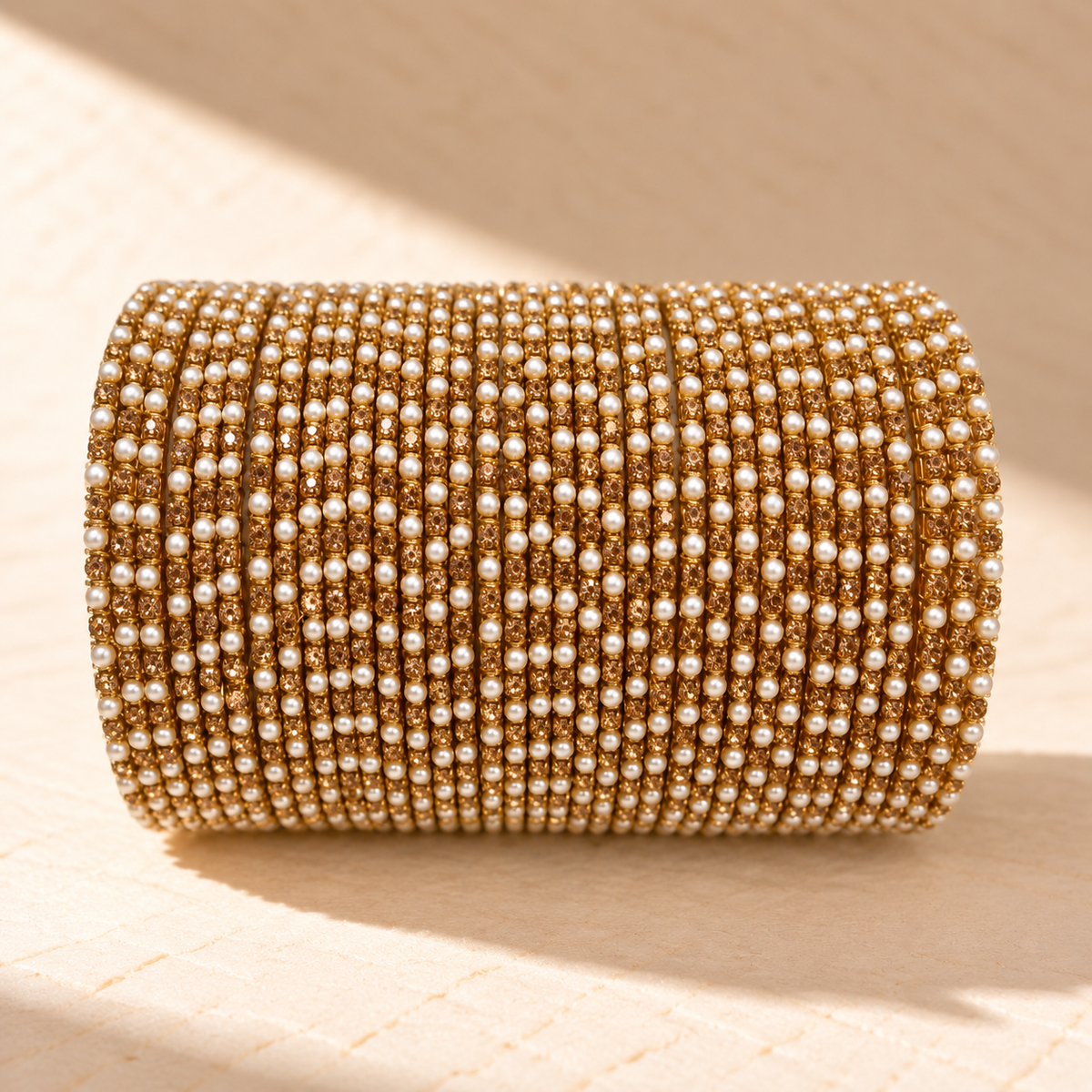 Noor Pearl 3-Dozen Bangle Set – Black & Golden