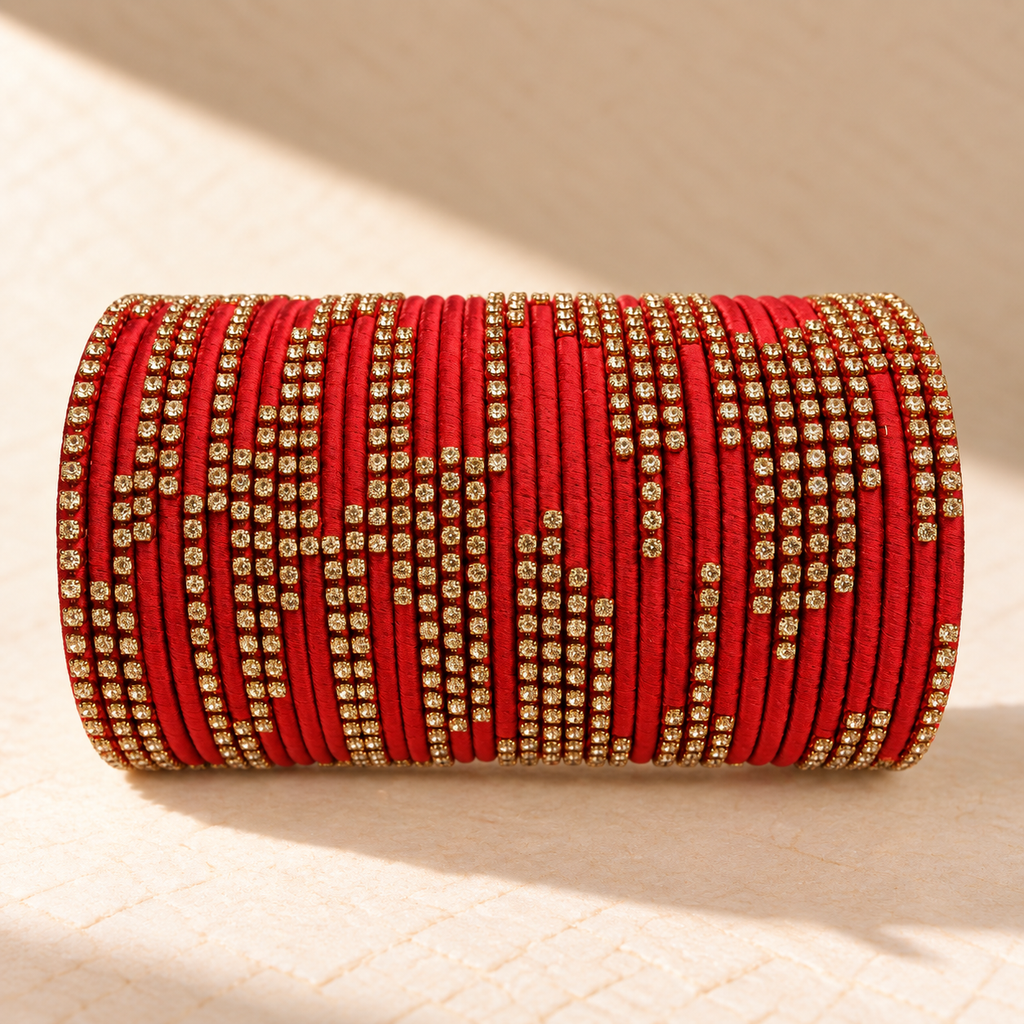 Zari Stone 3-Dozen Thread Bangle Set – Assorted Colors