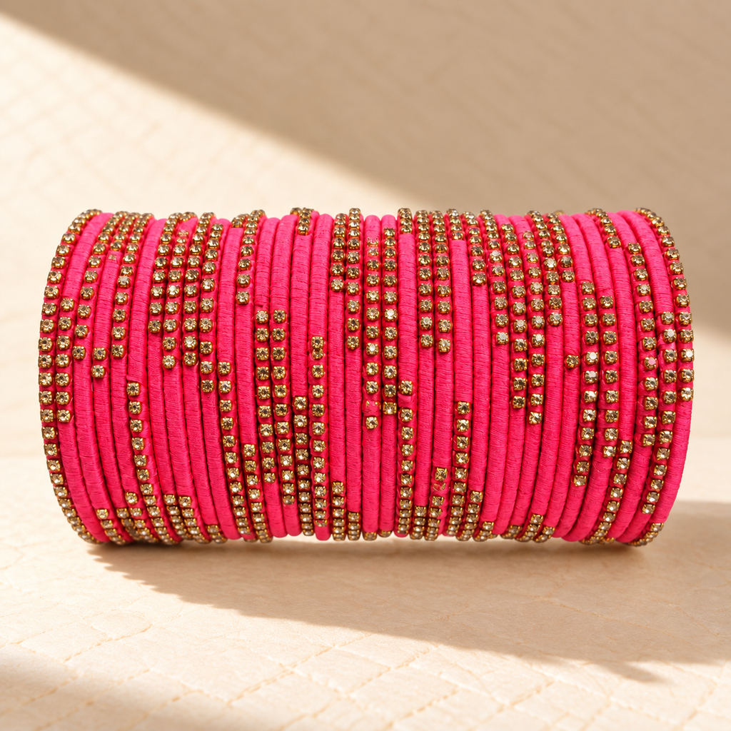 Zari Stone 3-Dozen Thread Bangle Set – Assorted Colors