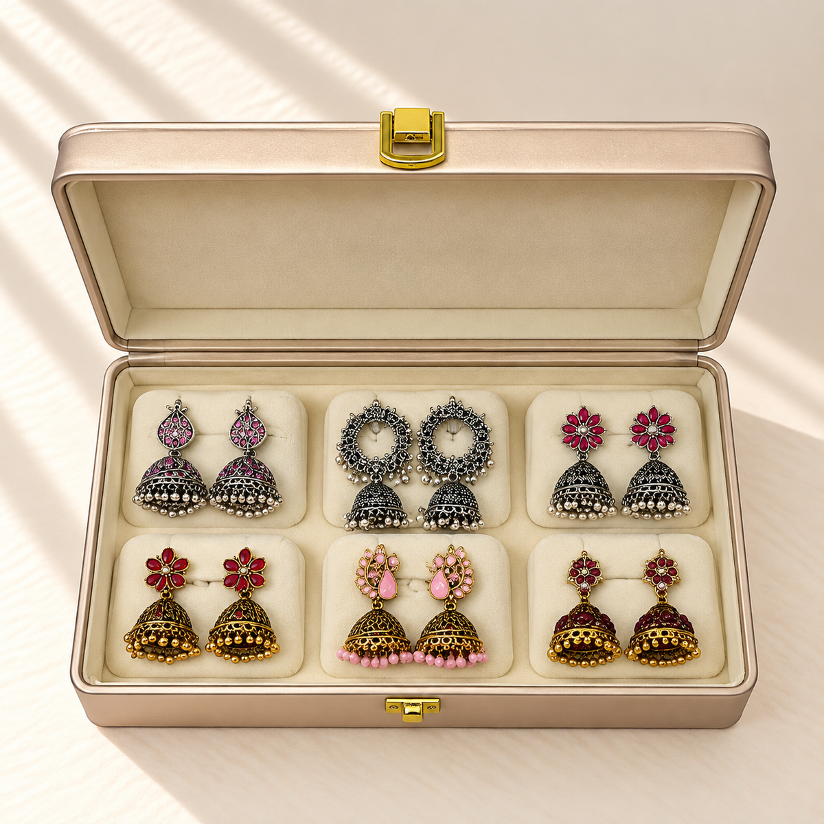 Gul-e-Mehfil 6-Pair Traditional Jhumka Box