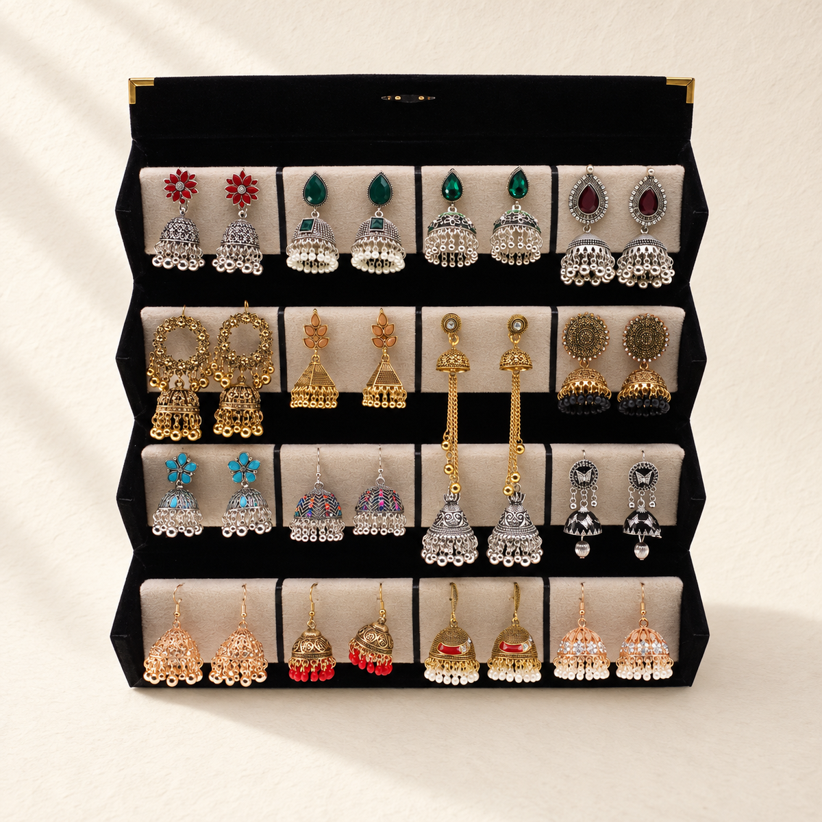 16-Pair Traditional Jhumka Earrings Box