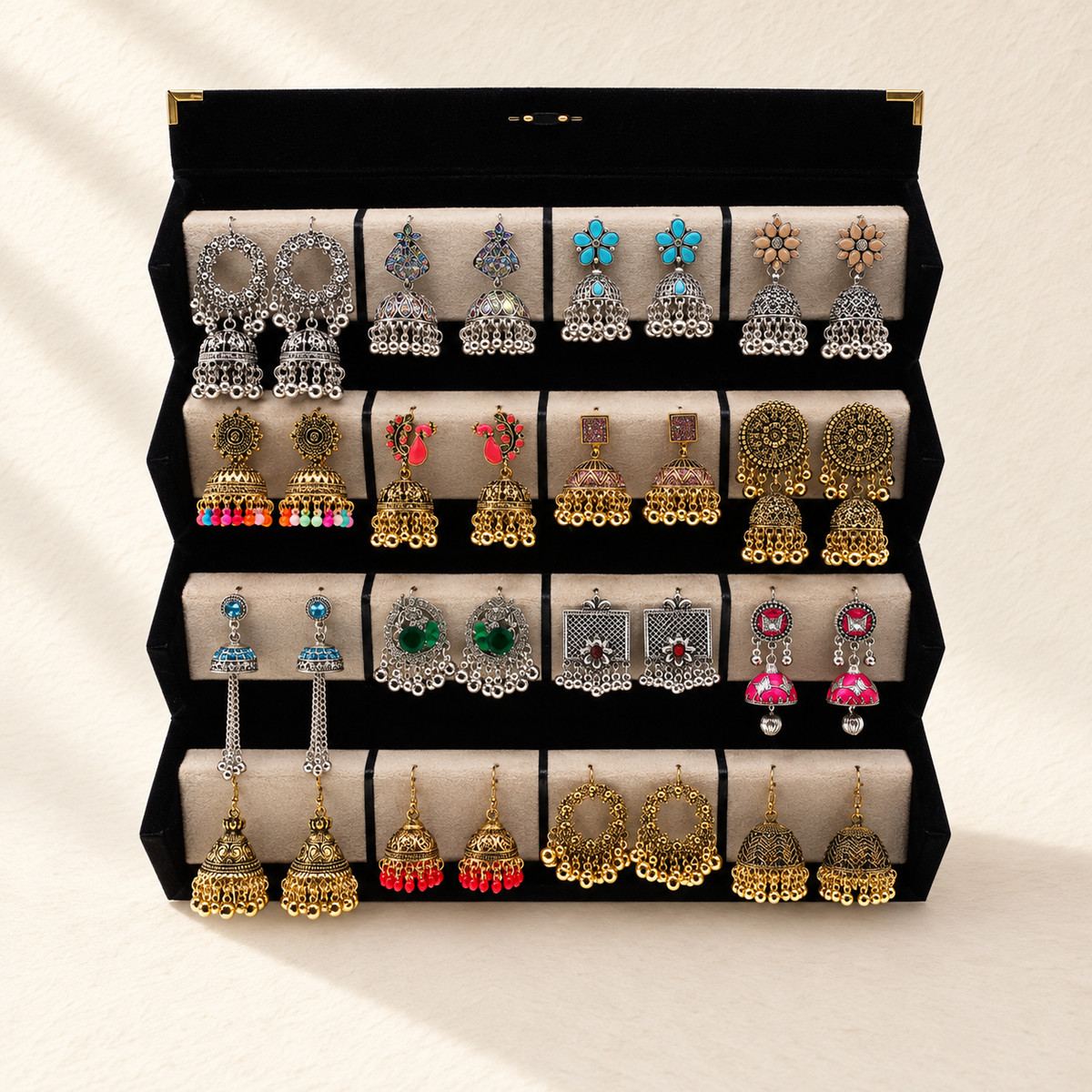 16-Pair Festive Jhumka Earrings Box