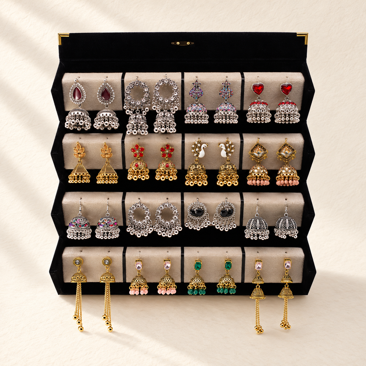 16-Pair Elegant Jhumka Earrings Box