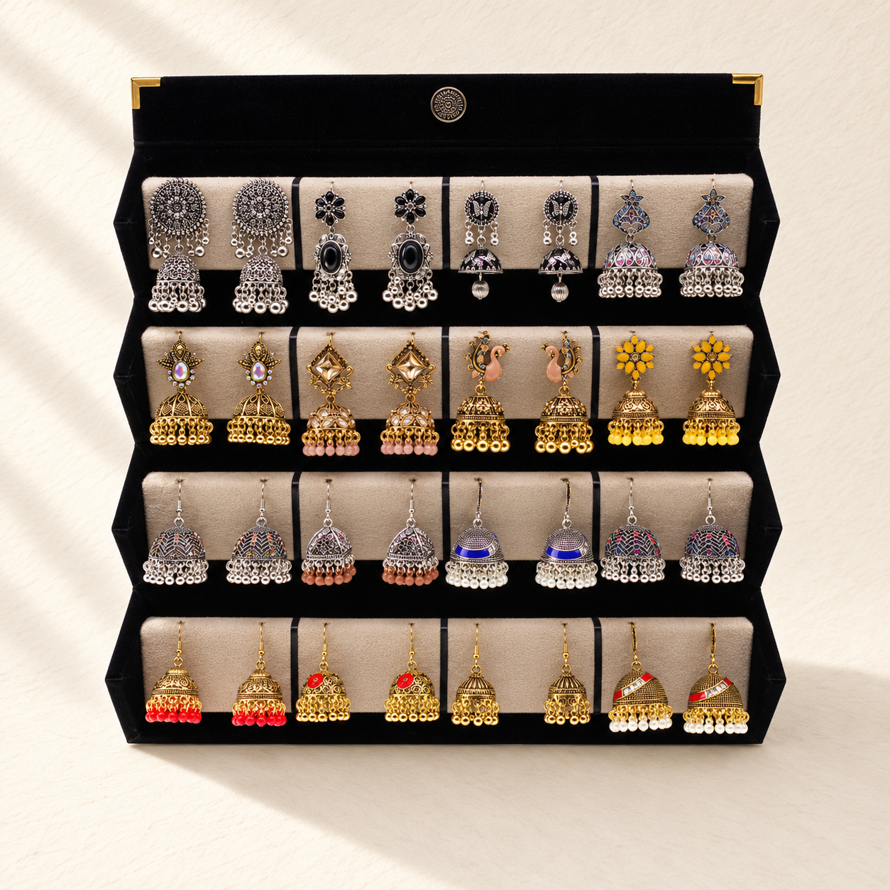 16-Pair Antique & Colourful Jhumka Box
