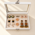 Designer Earring Set – 6 Pairs Mixed Style Earrings in White Jewellery Box