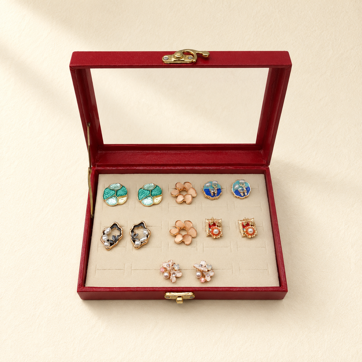 6-Pair Floral Stud Earrings Gift Box