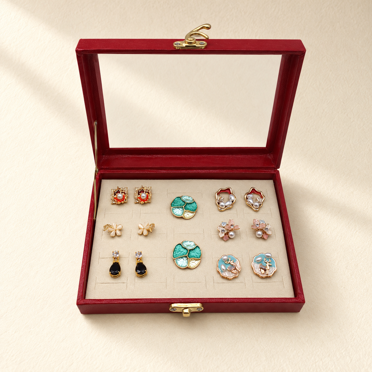 7-Pair Elegant Stud Earrings Gift Box