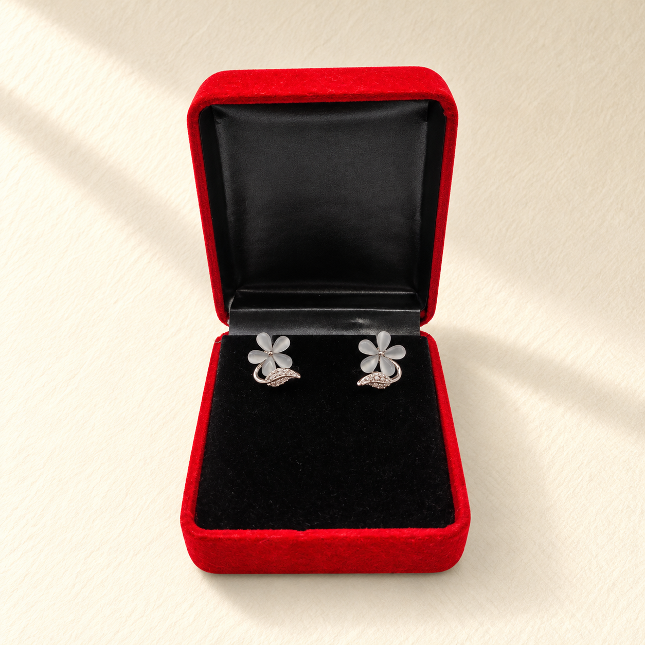 White Floral Stud Earrings