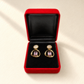Pink Stone Gold Drop Earrings