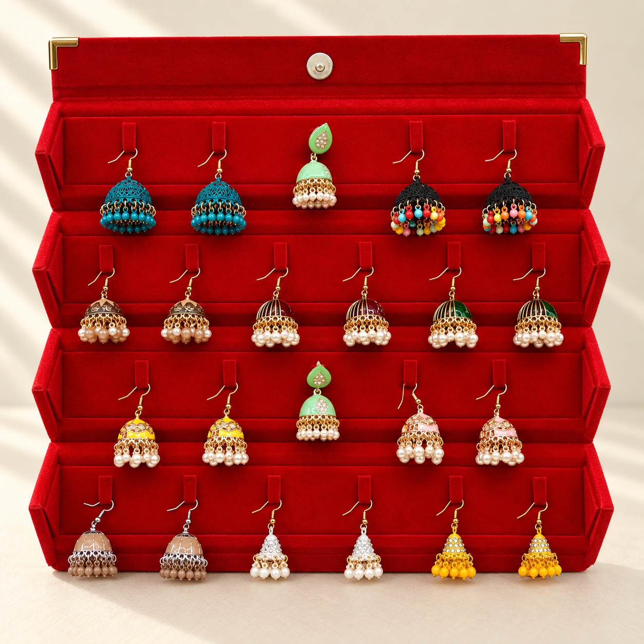 11-Pair Colourful Jhumka Earrings Box