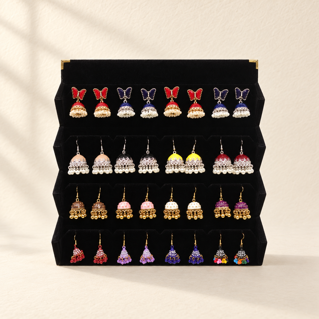16-Pair Colourful Mini Jhumka Earrings Box
