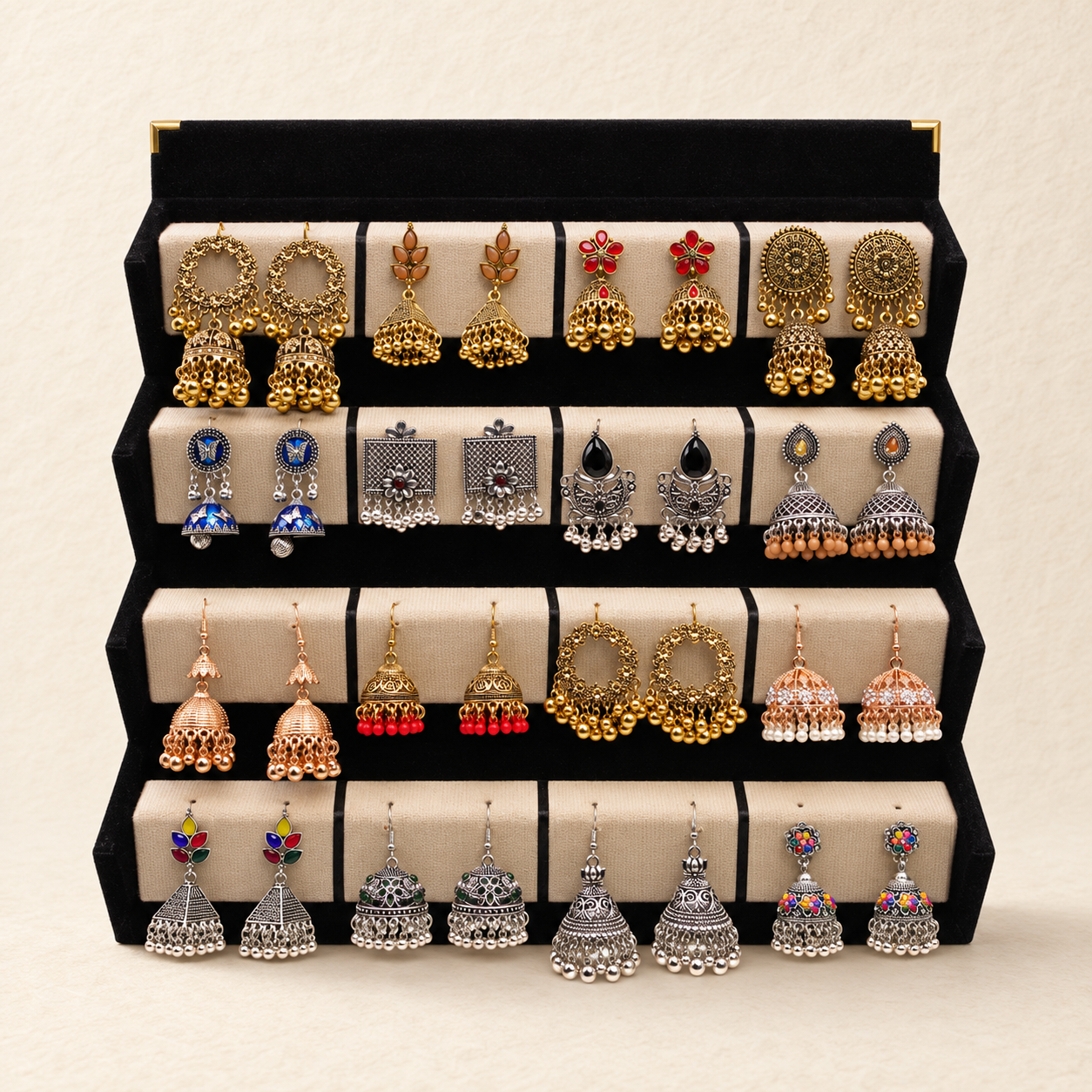 16-Pair Traditional Mixed Jhumka Box