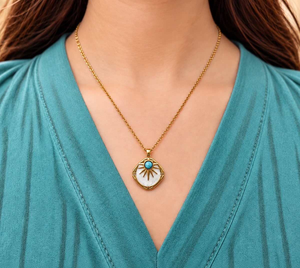 Turquoise Sun Pendant Necklace