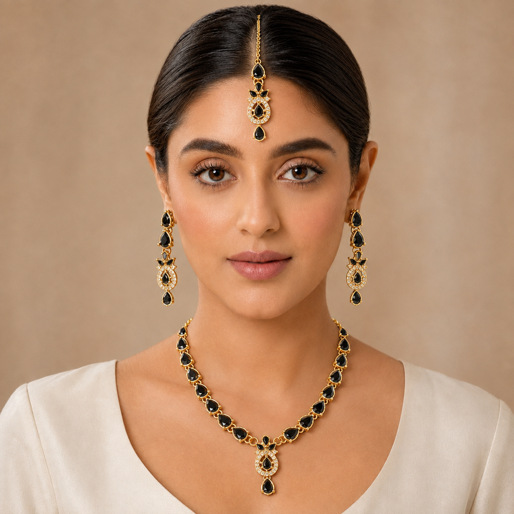 Midnight Black Teardrop Jewellery Set – view 2
