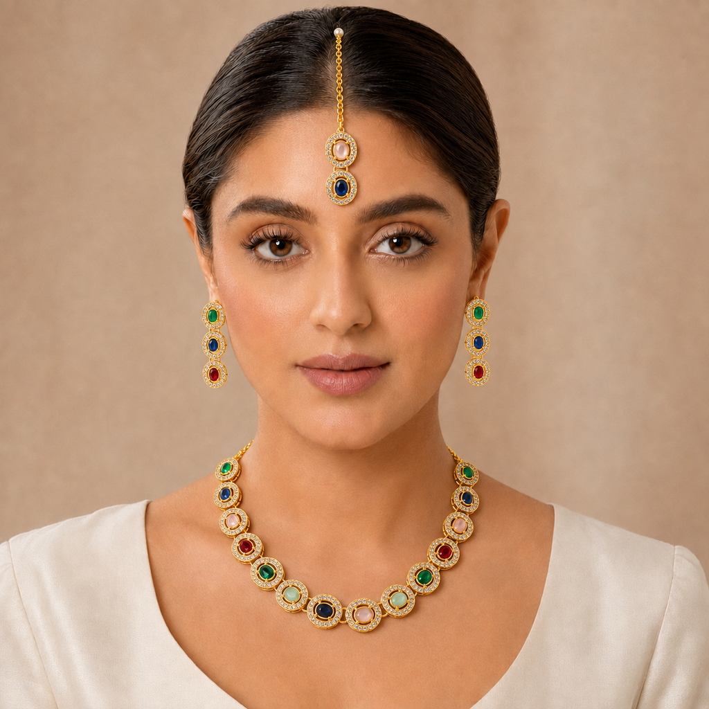 Multicolor Oval Stone Jewellery Set – view 2