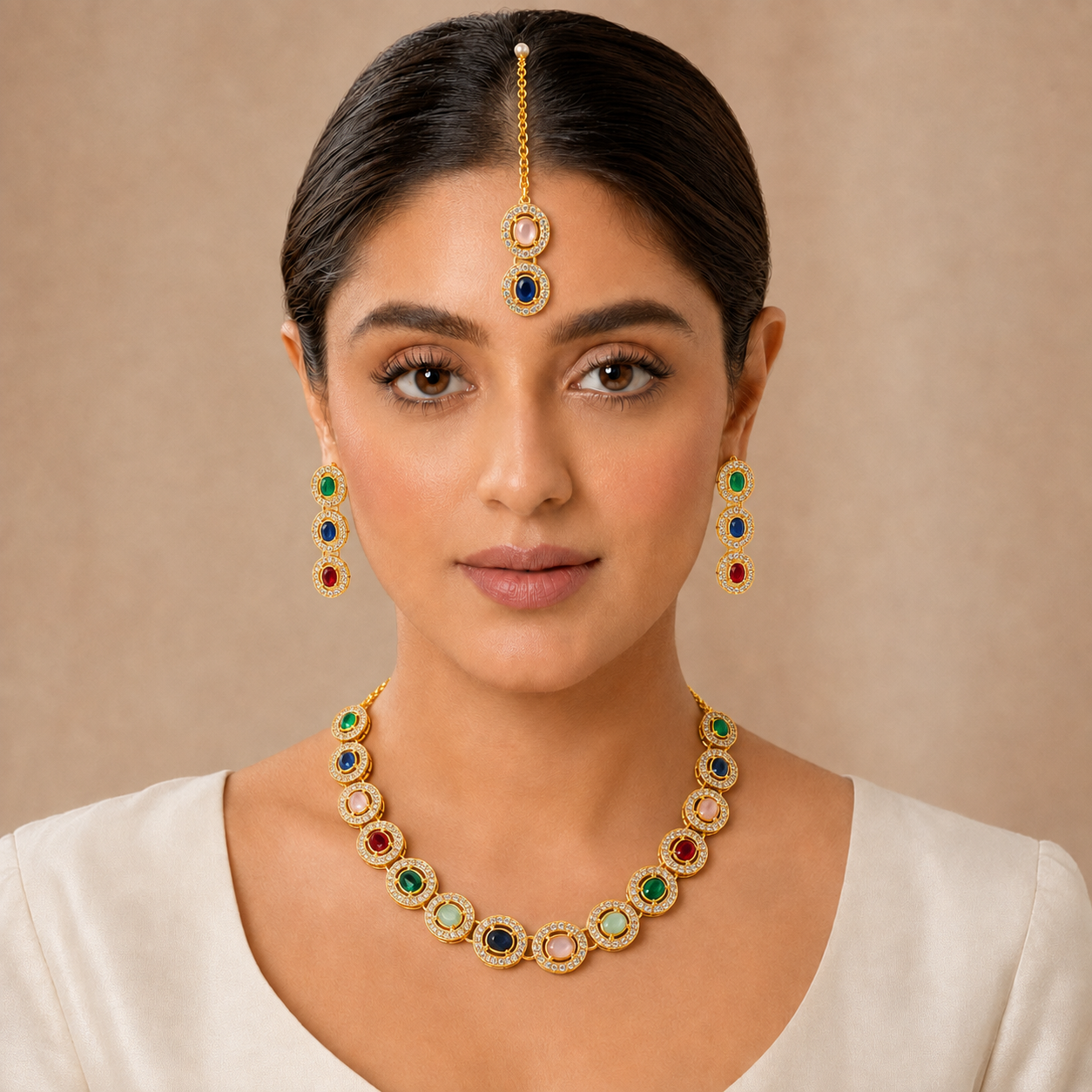 Multicolor Oval Stone Jewellery Set – view 2
