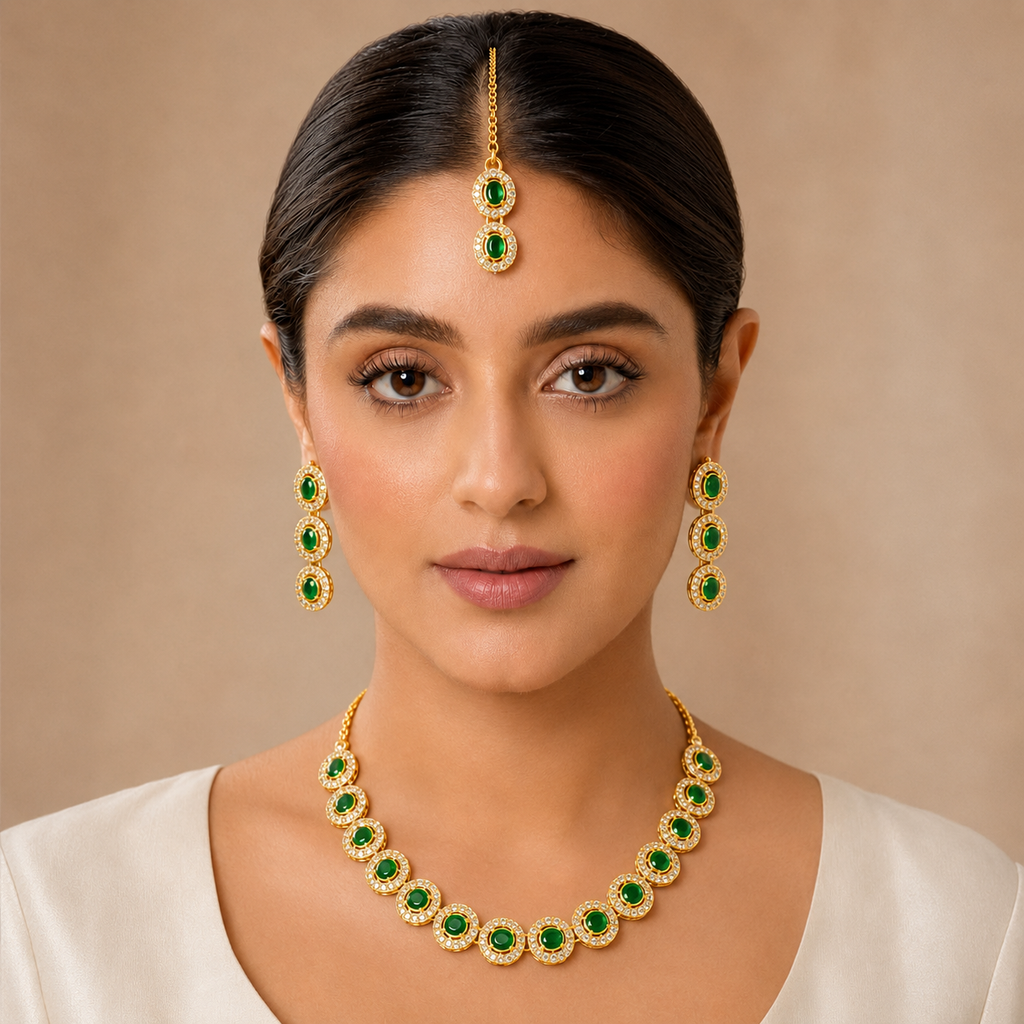 Emerald Halo Jewellery Set – view 2