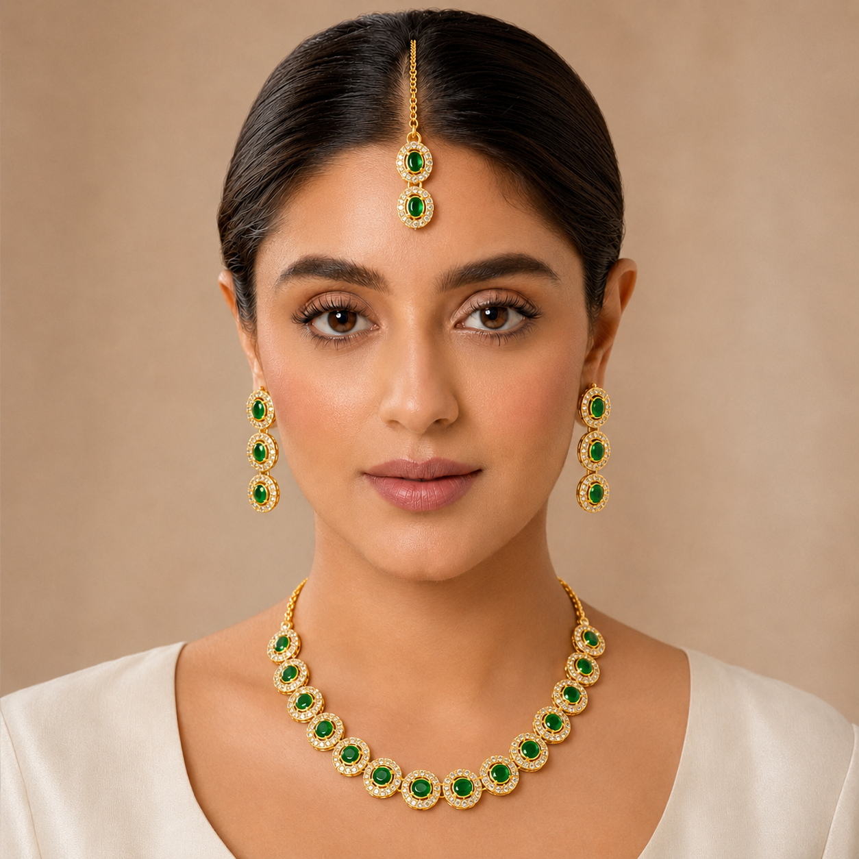 Emerald Halo Jewellery Set – view 2