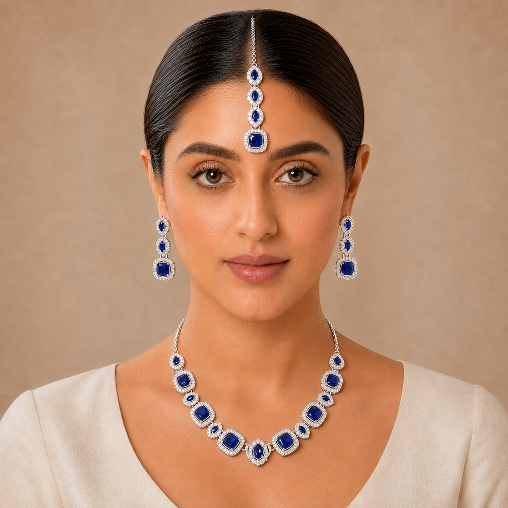 Royal Sapphire Silver Jewellery Set – view 2