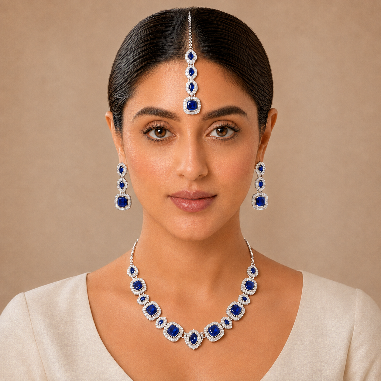 Royal Sapphire Silver Jewellery Set – view 2