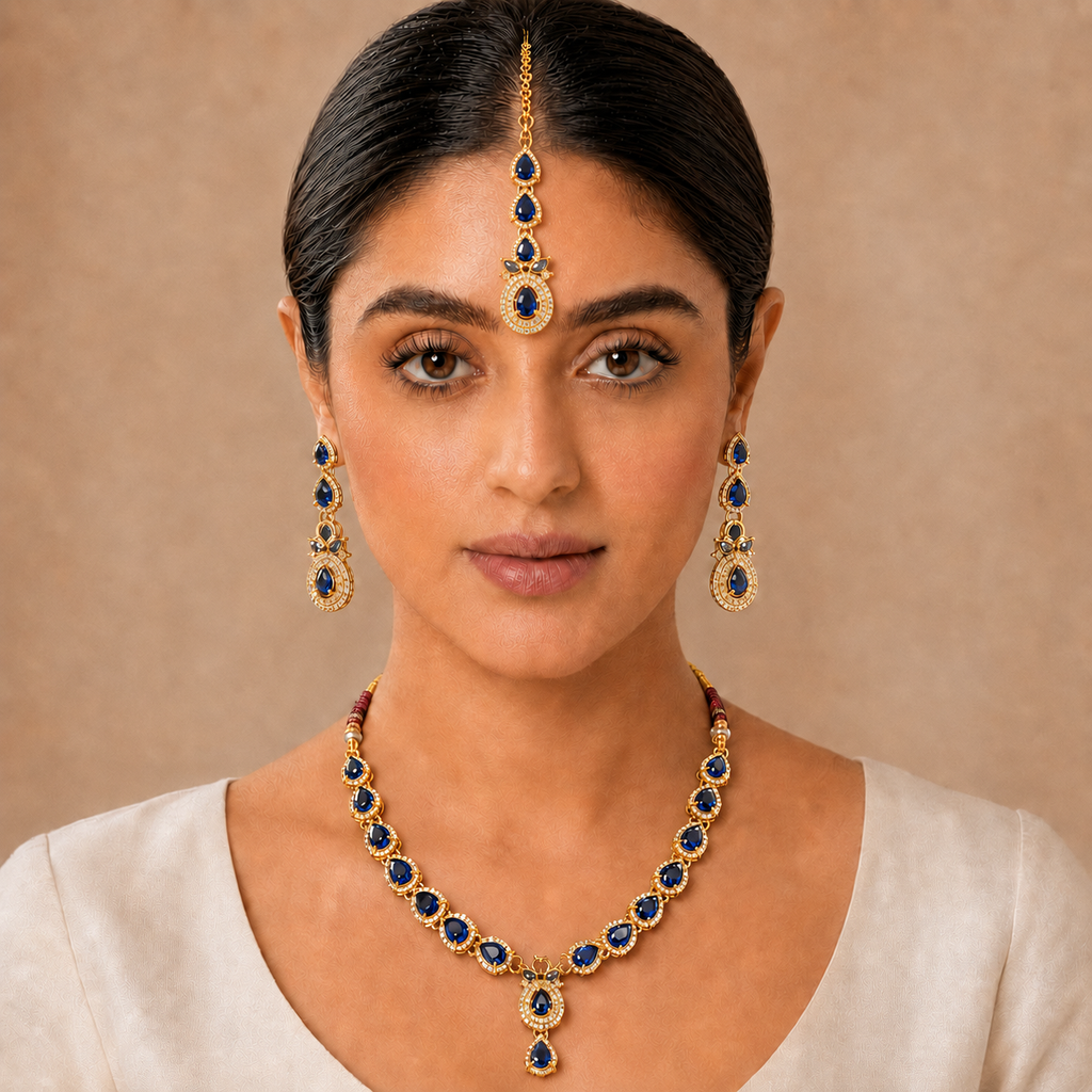 Royal Blue Teardrop Jewellery Set – view 2