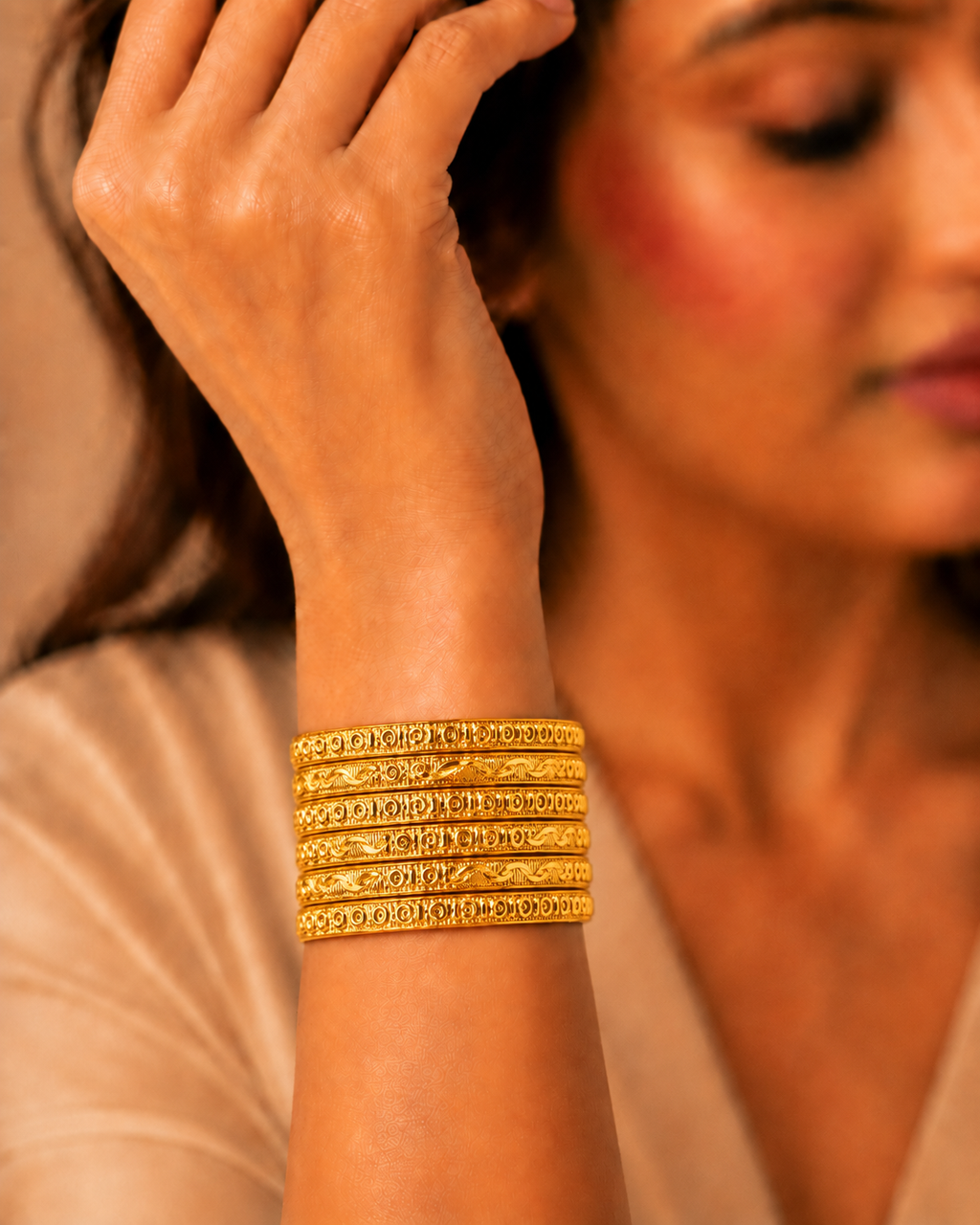 Royal Wave Gold-Plated Bangles – Set of 6 – view 2