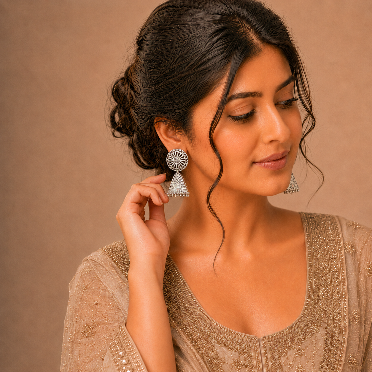 16 Pair Antique Silver Jhumka Earrings Set – Premium Oxidized – Desi Occasion Wear