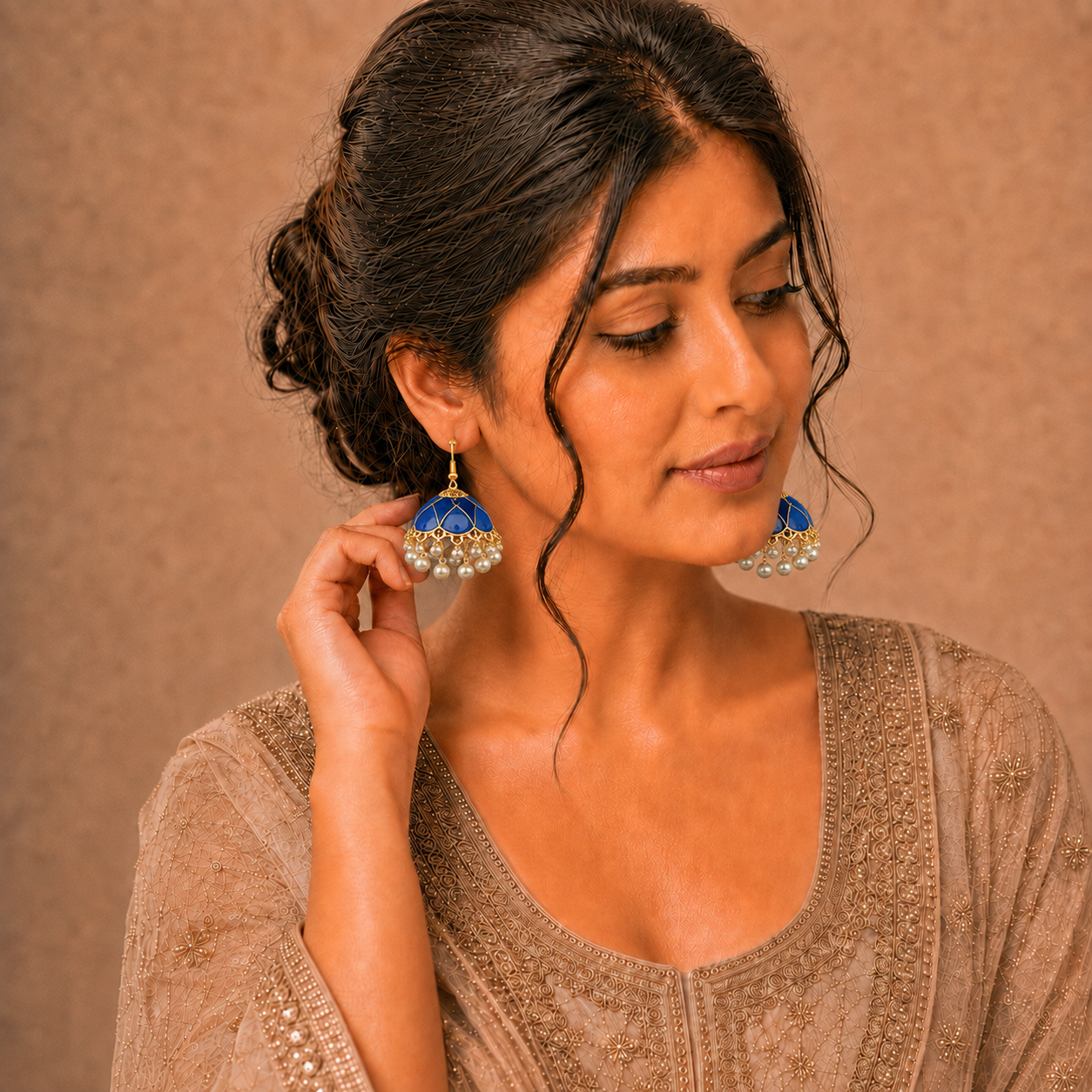 6 Pair Colorful Pearl Jhumka Earrings Set – Display Box Included – Festive & Party Wear