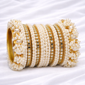 Luxury Ivory Pearl Kundan Bridal Bangle Set