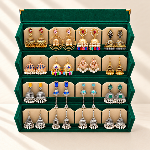 Zar-e-Mahal 16-Pair Luxury Jhumka Box