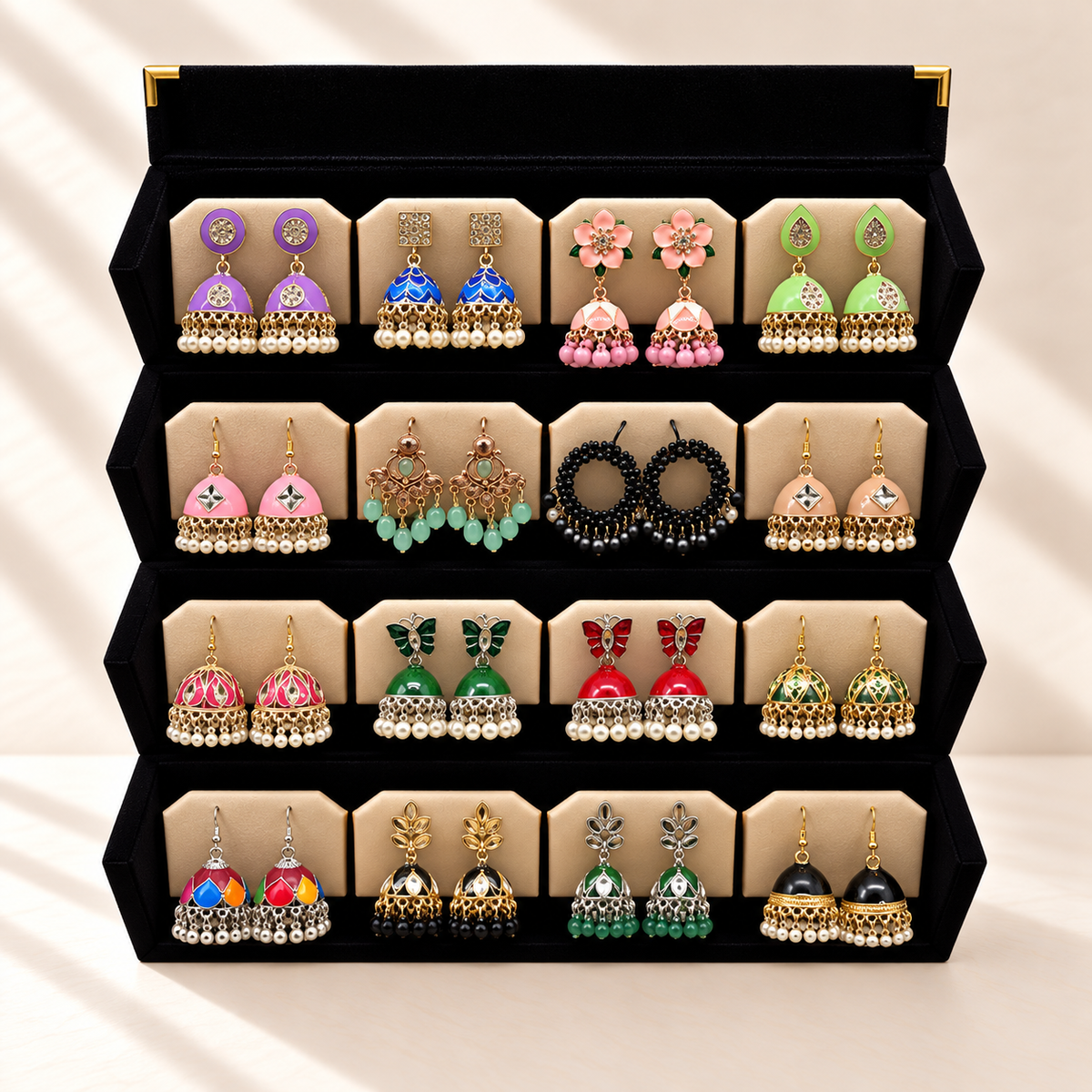 Rang Mahal 16-Pair Jhumka Box