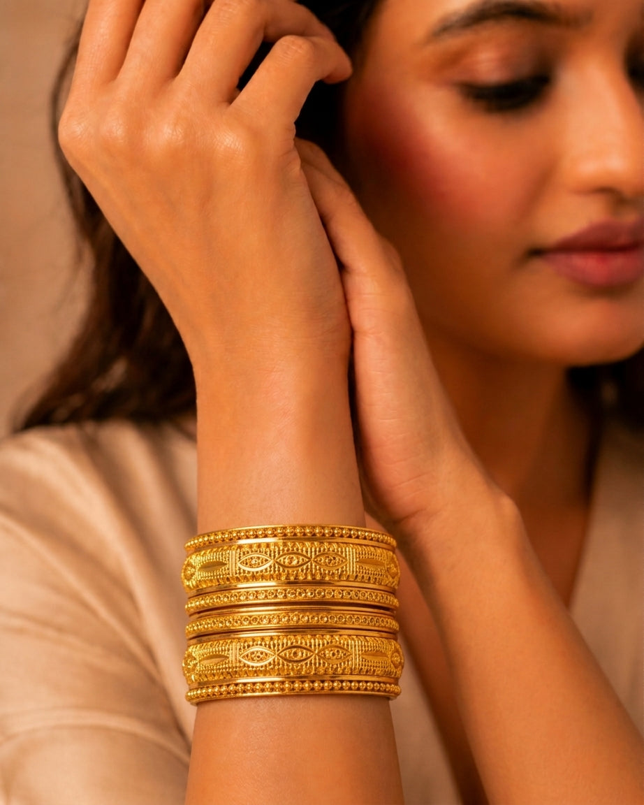 Heritage Gold-Plated Bangles – Set of 6 – view 2