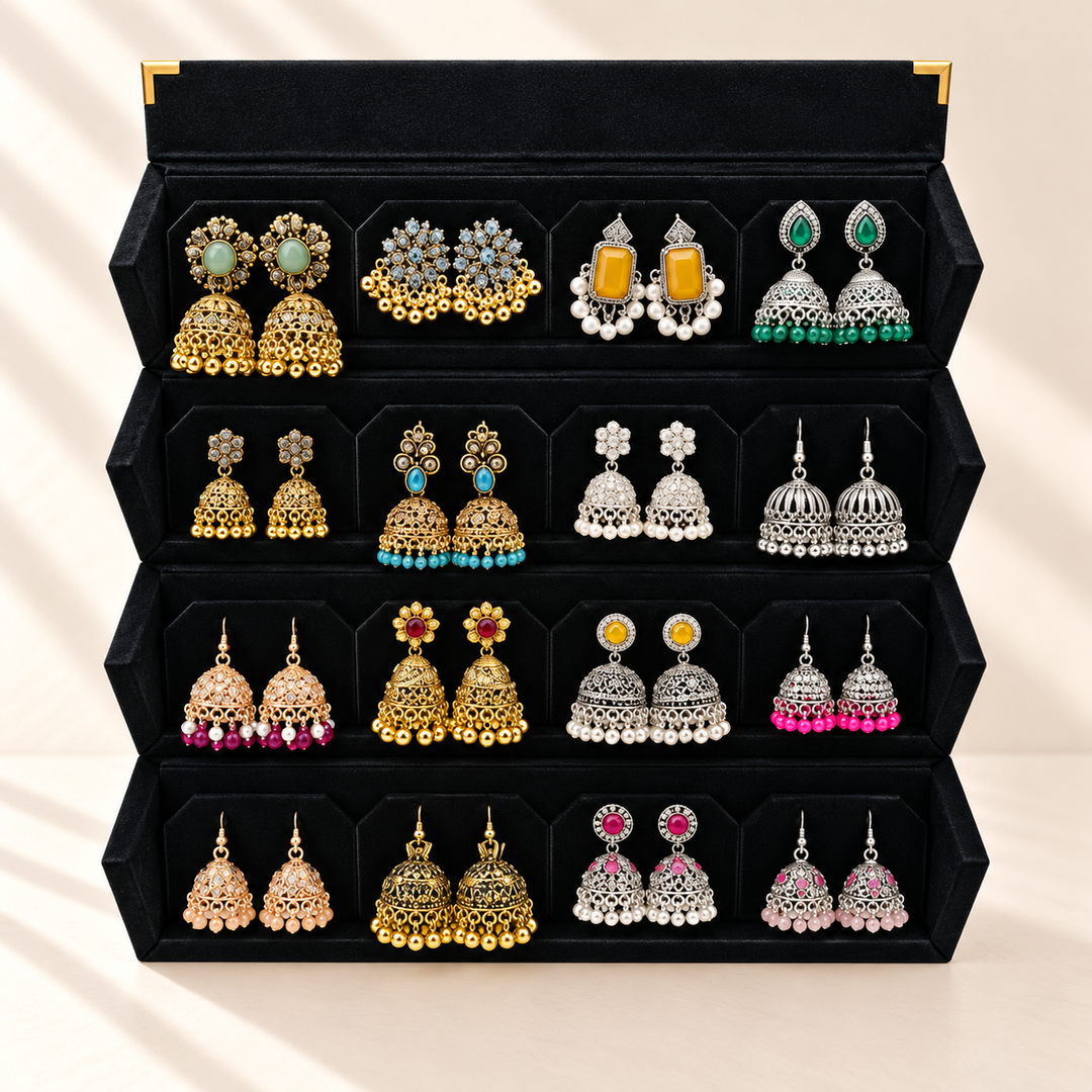 Zar-e-Mahal 16-Pair Jhumka Box