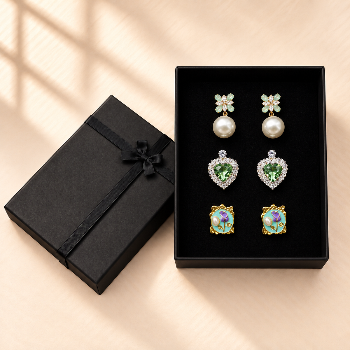 Sabz-e-Noor 3-Pair Earrings Gift Box
