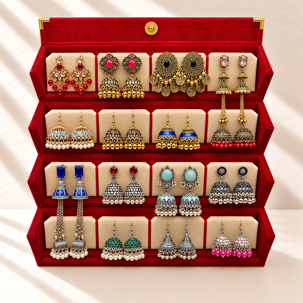 Darbar-e-Zevar 16-Pair Premium Jhumka Box
