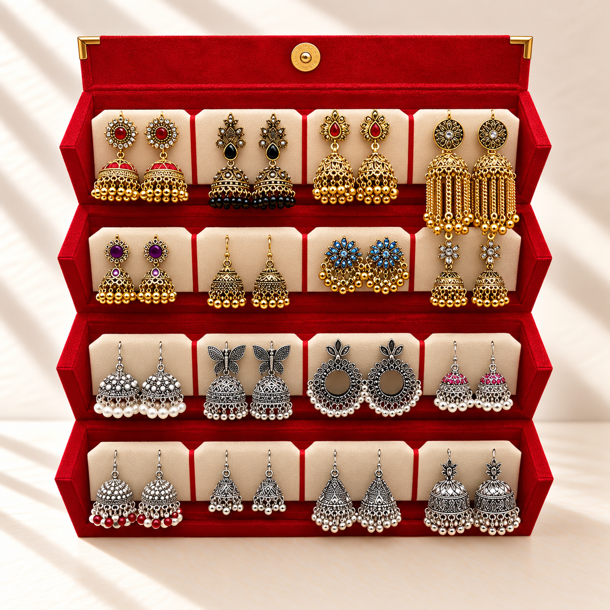 Zar-e-Shahi 16-Pair Jhumka Box