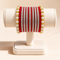 Surkh Moti Red & Silver Pearl Bangle Set