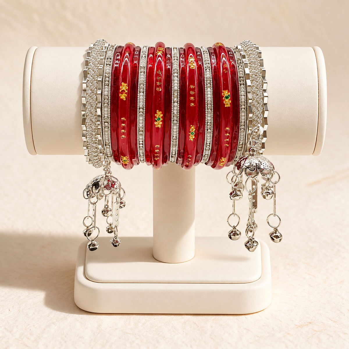 Laal-e-Chandni Red & Silver Bridal Bangle Set