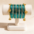 Ferozi Bahaar Turquoise Pearl Bangle Set