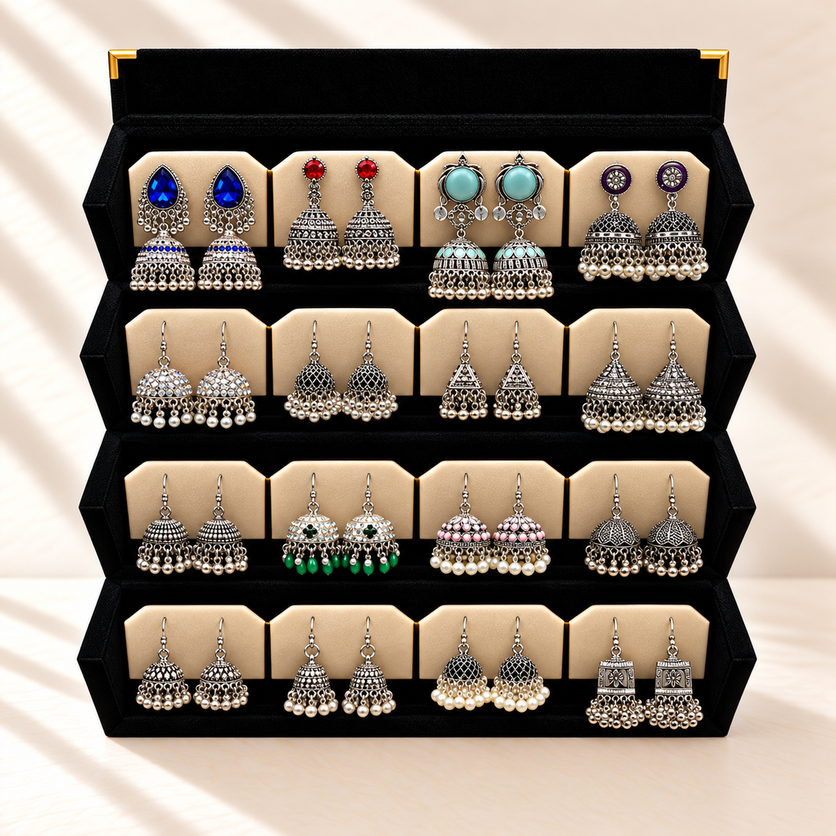 Noor-e-Chandi 16-Pair Jhumka Box