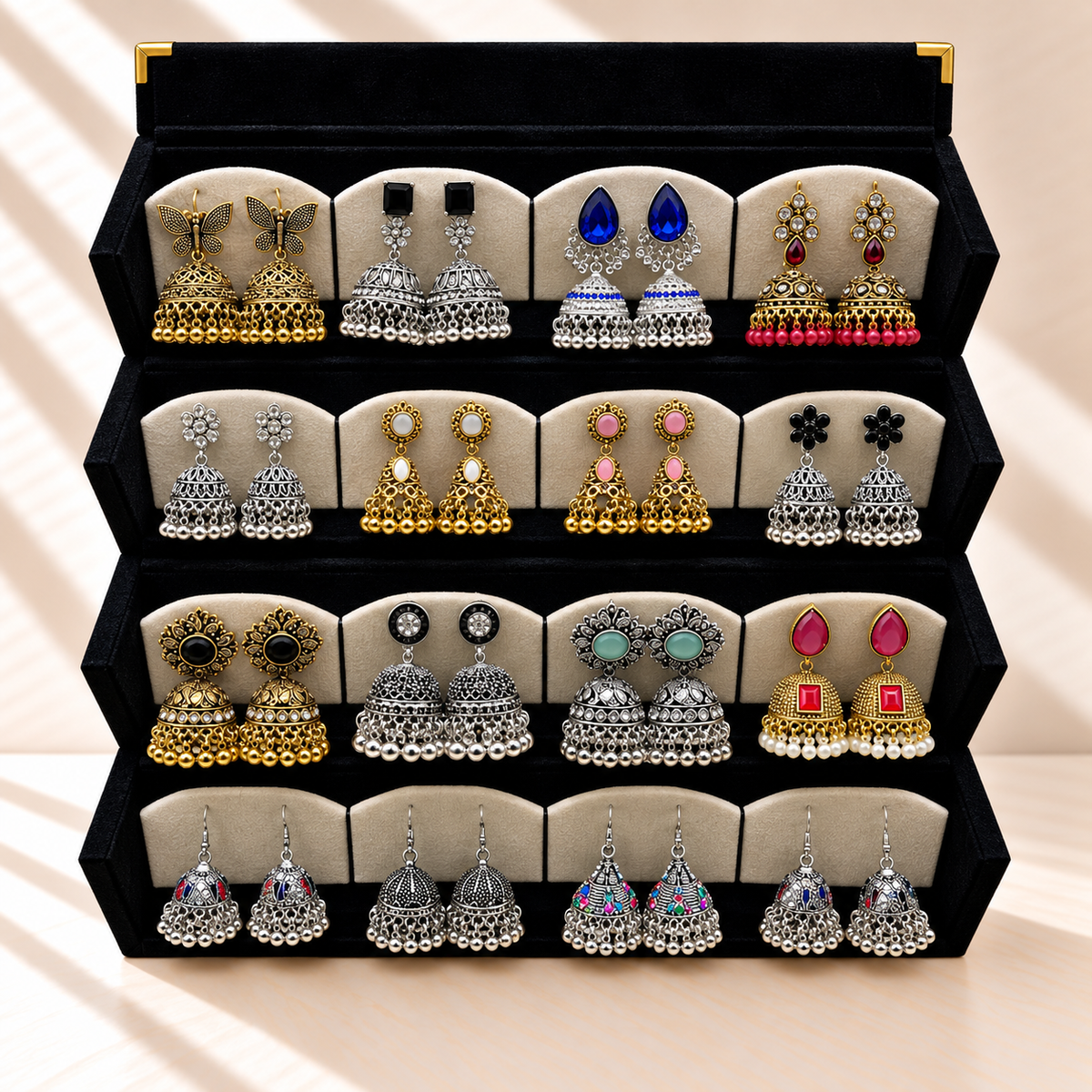 Rang-e-Noor 16-Pair Jhumka Box
