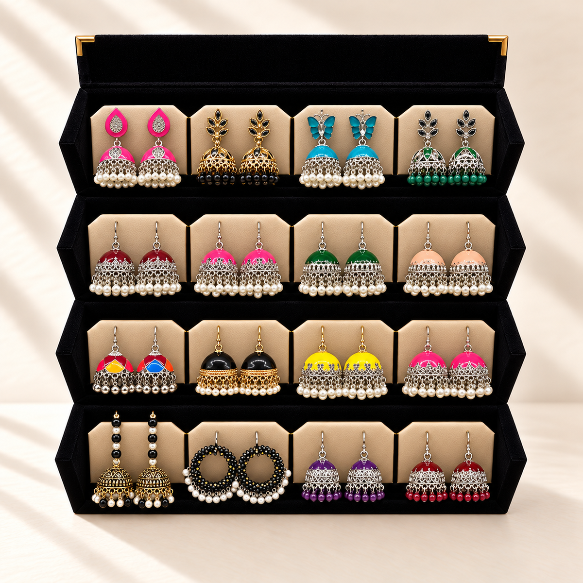 Rangrez Ada 16-Pair Jhumka Box
