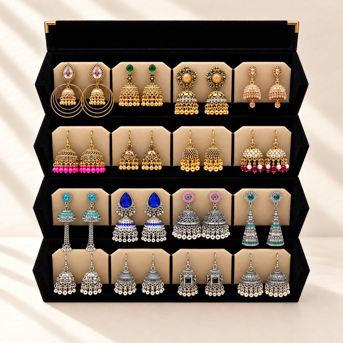 Shehzadi Ada 16-Pair Jhumka Box